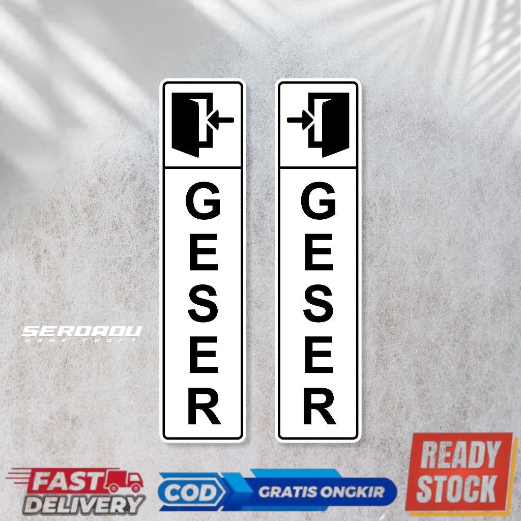 Tulisan logo pintu akrilik sign - PINTU GESER - tempel pintu geser papan nama acrylic siap tempel