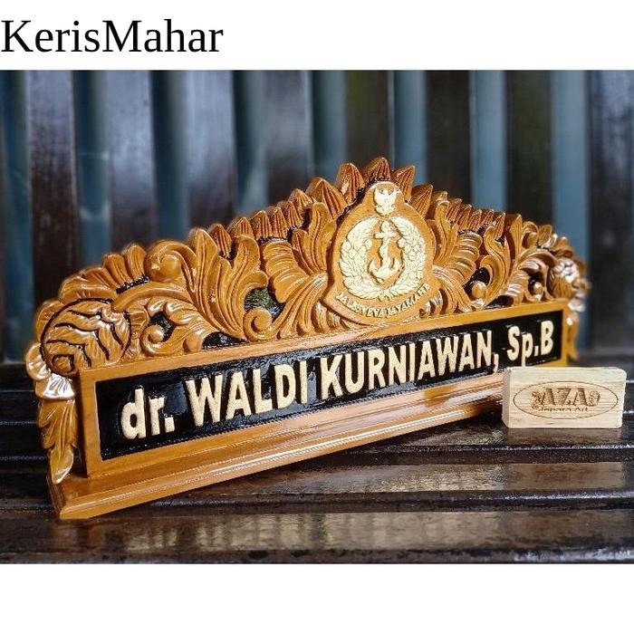 PAPAN NAMA / PAPAN NAMA MEJA UKIR / PAPAN NAMA KAYU UKIR / Hiasan Meja KHS12