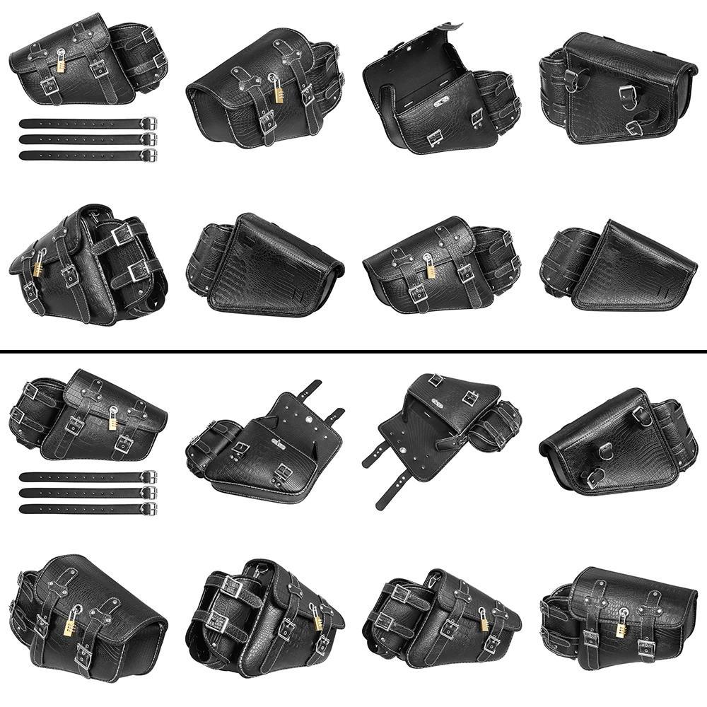 Motorcycle Saddlebags Side Tool Bag PU Leather Luggage Saddle Bag Fit For Harley Sportster XL 883 Hu