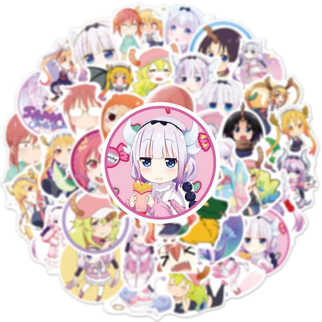 50PCS Miss Kobayashi's Dragon Maid Stickers Kawaii Anime Sticker Cute Cartoon Graffiti Decals Fridge