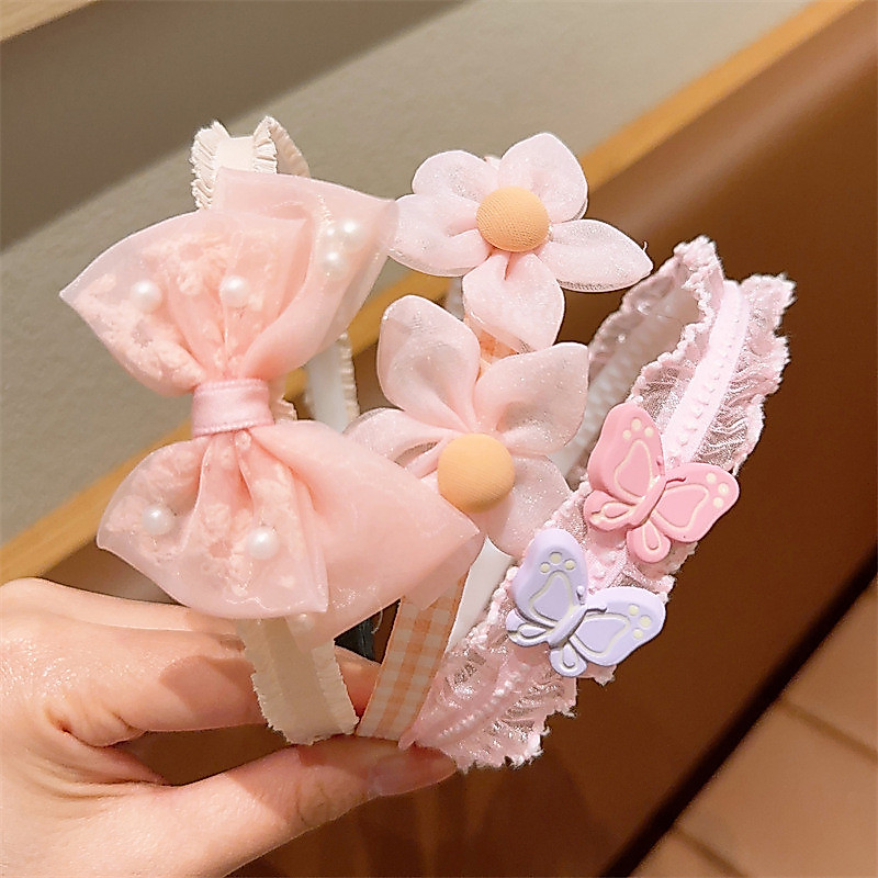 BESTPROMO Bando Anak Motif Pita Aksesoris Rambut Bunga Mutiara Cantik Aksesoris Bando Fashion Anak