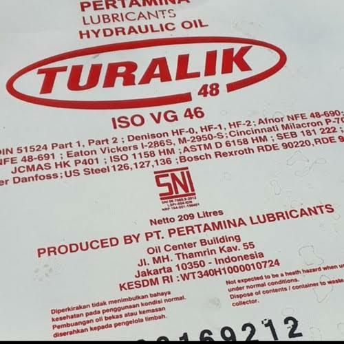 OLI HYDRAULIC/HIDROLIK TURALIK 48 DRUM 209 LITER PERTAMINA