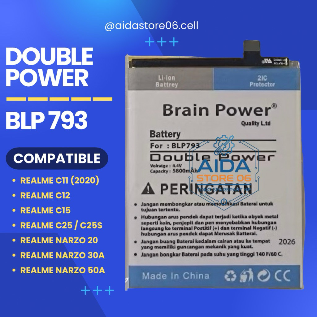 BATERAI BATRE BATU  REALME C11 2020 / C12 / C15 / NARZO 20 / NARZO 30A / NARZO 50A / BLP793 / BLP 79