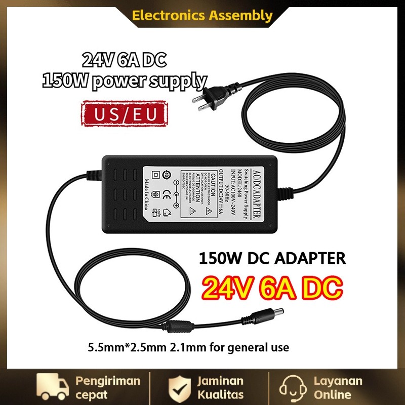 Adaptor 24V 6A / Adaptor 24 Volt 6 Ampere DC24V 6A Adaptor US/EU Plug 150W Power Supply Transformer 