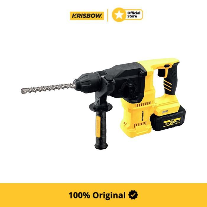 Krisbow Bor Listrik Rotary Hammer Cordless 26 mm Ircrh26 - Kuning Bor Listrik Cordless Hammer Drill