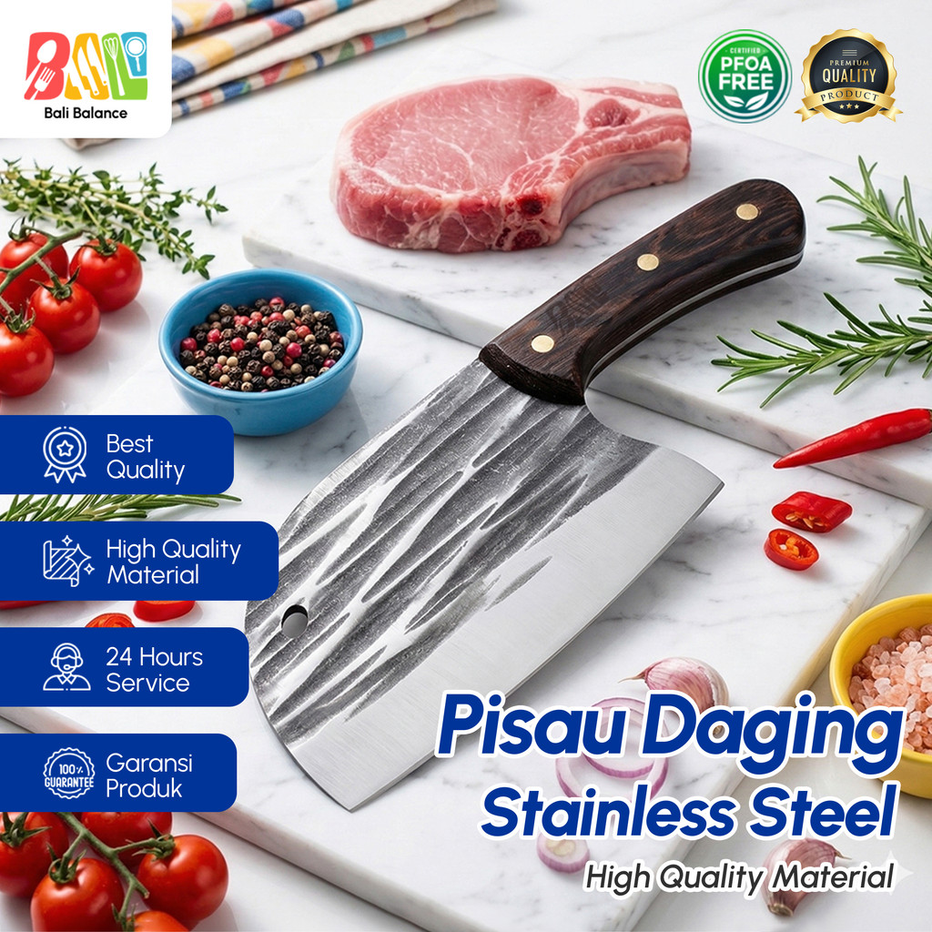 Bali Balance Pisau Golok Koki Jepang Pemotong Daging Tulang Stainless Premium Tajam Anti Karat A-204