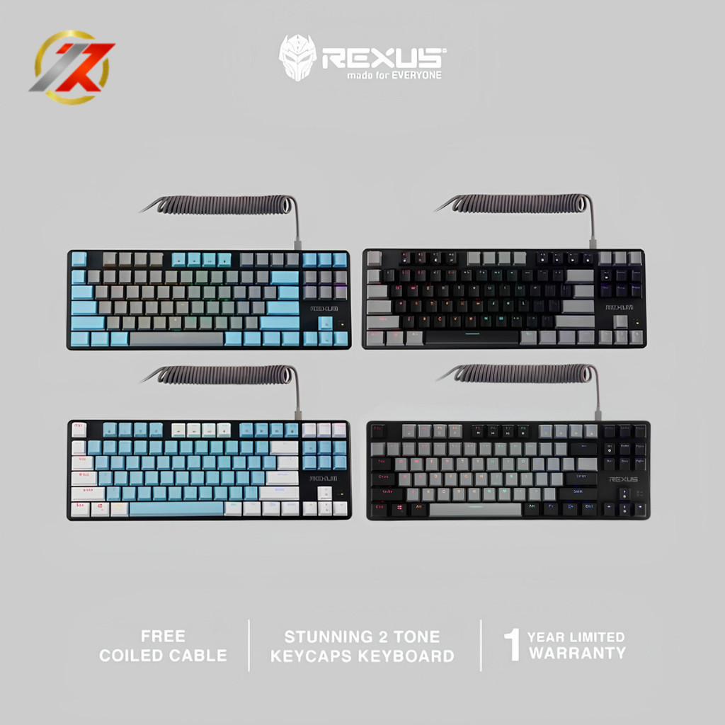 Rexus MX5.2 TKL Finale: Keyboard Gaming Mechanical Modern, Desain ringkas, Keycaps Double-Shot Injec