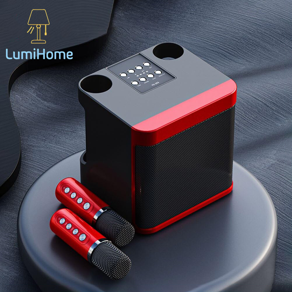 LumiHome Speaker Bluetooth Karaoke 2 MIC HD Sound Quality Portable dengan 2 Mikrofon Wireless & Bate