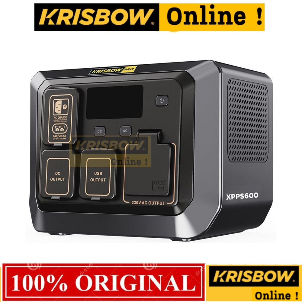 Krisbow Power Station Baterai Portable 600 Watt Xpps600 - Hitam Generator Battery Backup Emergency O