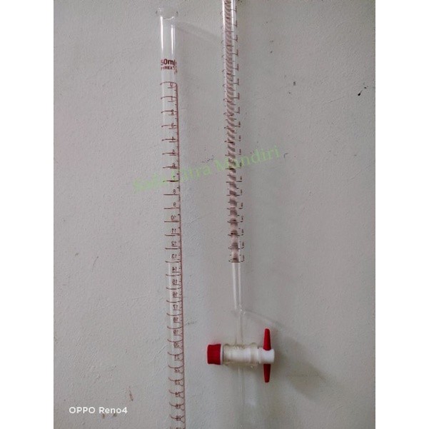 Buret 50ml Pyrex Kran Teflon  Buret Alat Kompresi Volume Buret Kaca Pyrex     Berkualitas