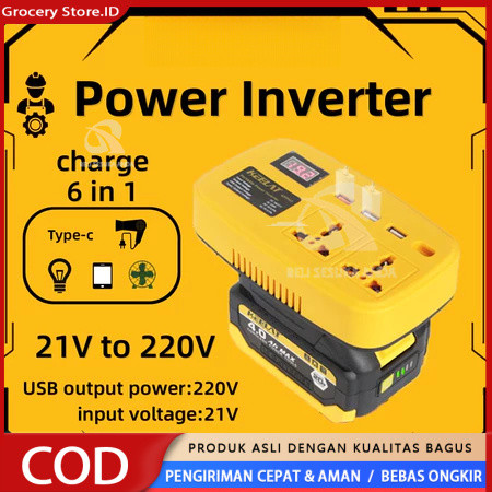KEELAT KPPI02 Super Power DIY Inverter Charger Portabel 6in1 21V to 220V 150W-3 USB Baterai Makita S
