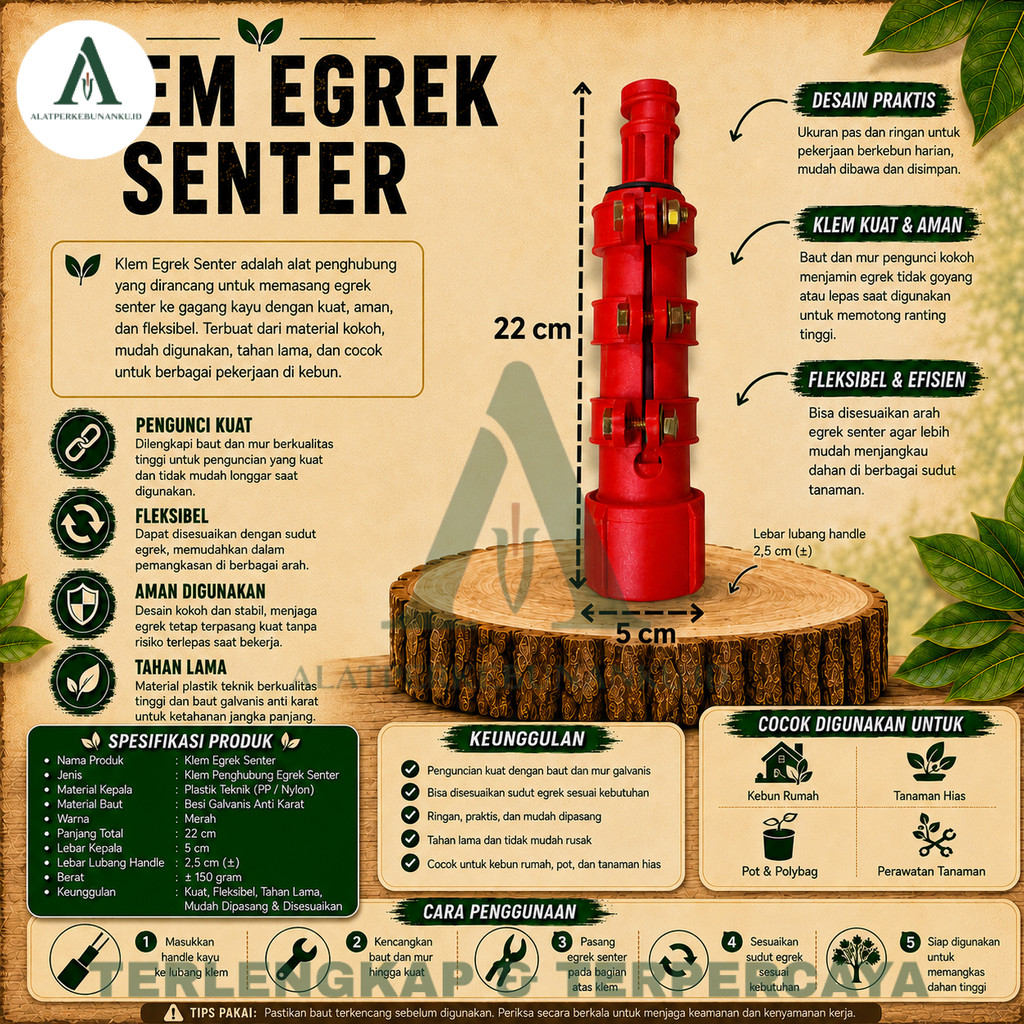 KLEM FIBER EGREK SAWIT SENTER WARNA MERAH TERMURAH (ALATPERKEBUNANKU.ID)