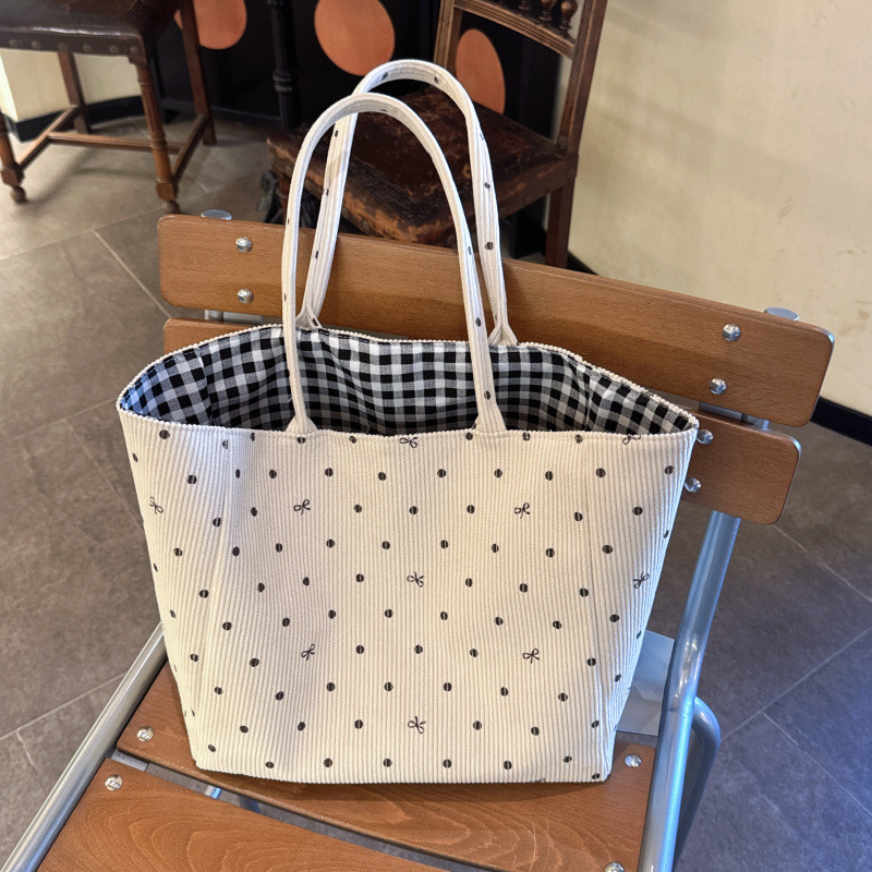 Y2.Morgan Tas Desainer Niche Gaya Musim Panas Terbaru Tas Bahu Motif Polkadot Dengan Pita Tas Tote