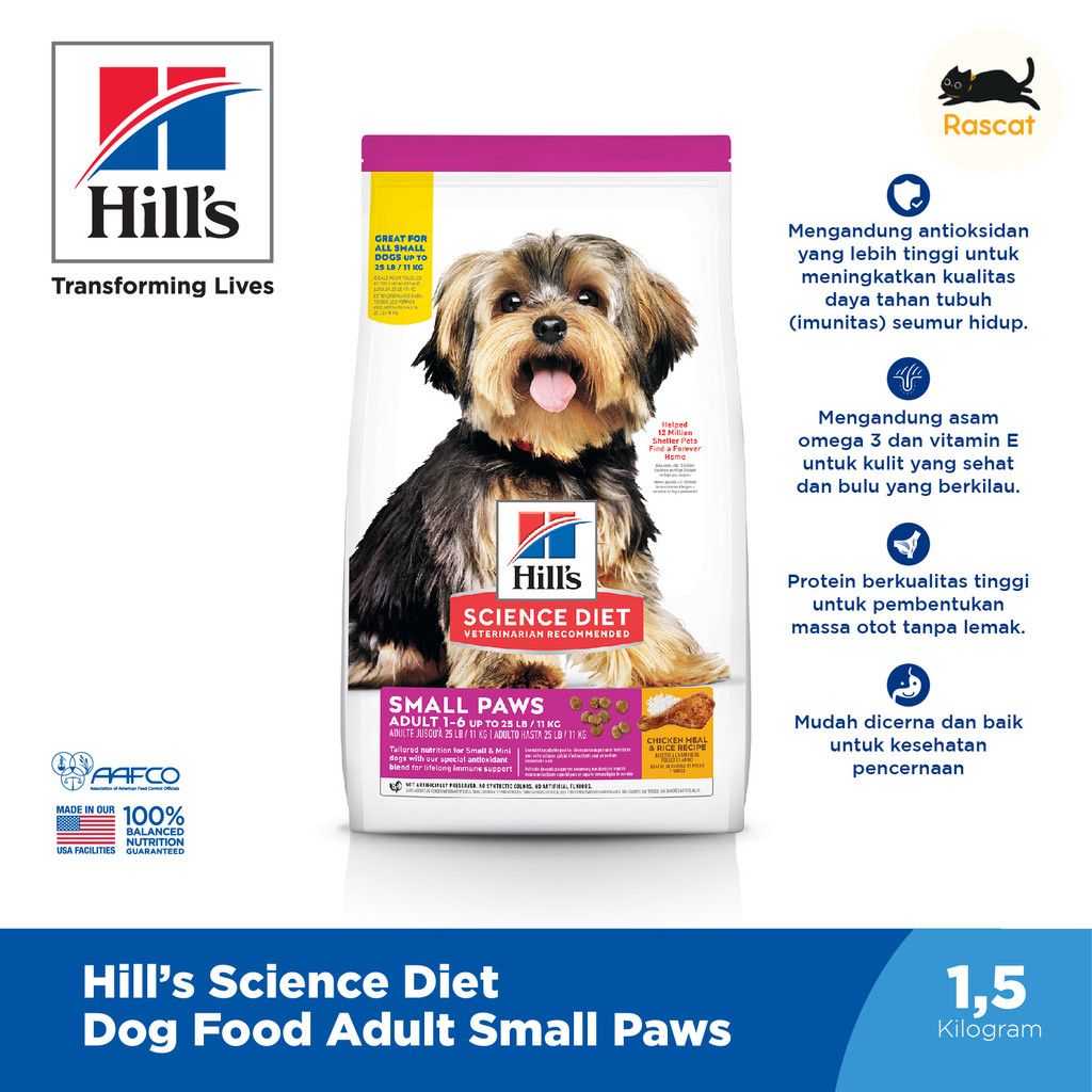 EXP 06/2026 Hills Science Diet - Dog Food Adult Small Paws & Mini Chicken 1.5 Kg
