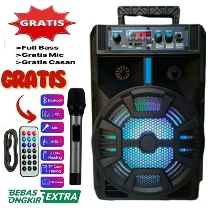 Speaker Bluetooth Karaoke Kimiso Qs-7801 Besar 8 Inchi Speaker | Kimiso Qs 7801-Speaker Bluetooth Ka