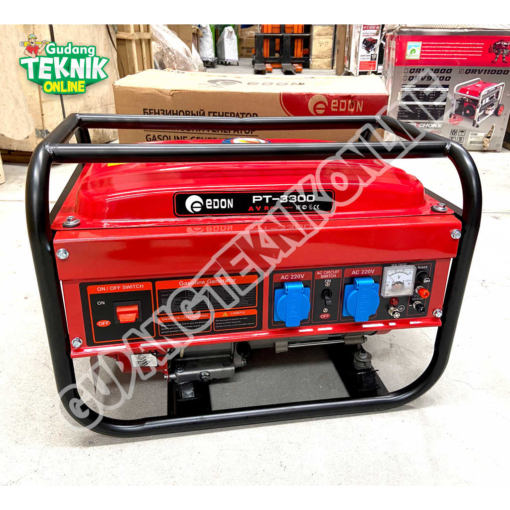 (PACKING KAYU) Genset 3000W EDON PT-3300 PT-3300L Manual Starter AVR / Power Generator Listrik 3000 