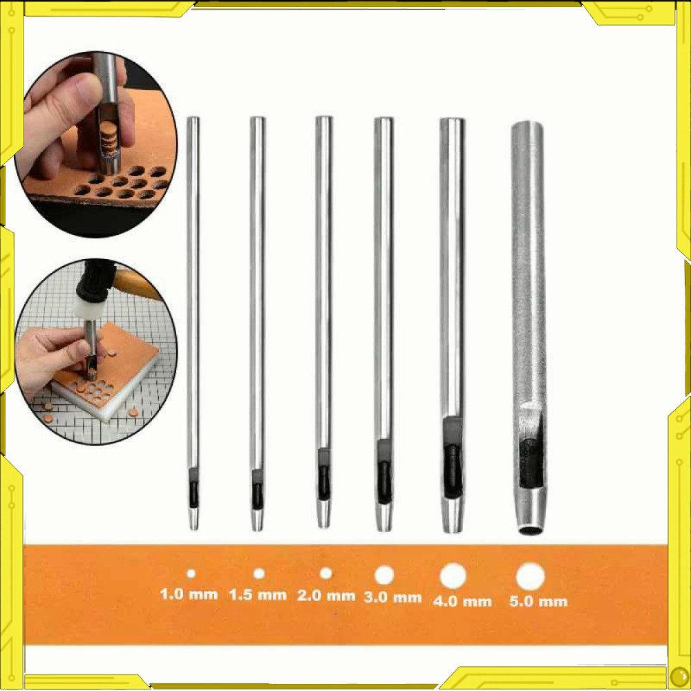 

Set Pelubang Kulit Leather Hole Puncher Steel Hollow Round 6 PCS TL465