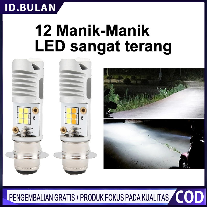 SEAMETAL Lampu Led Motor Super Terang H6 M5 P15D Bohlam Lampu Depan Sepeda Motor LED Canbus 12V Bohl