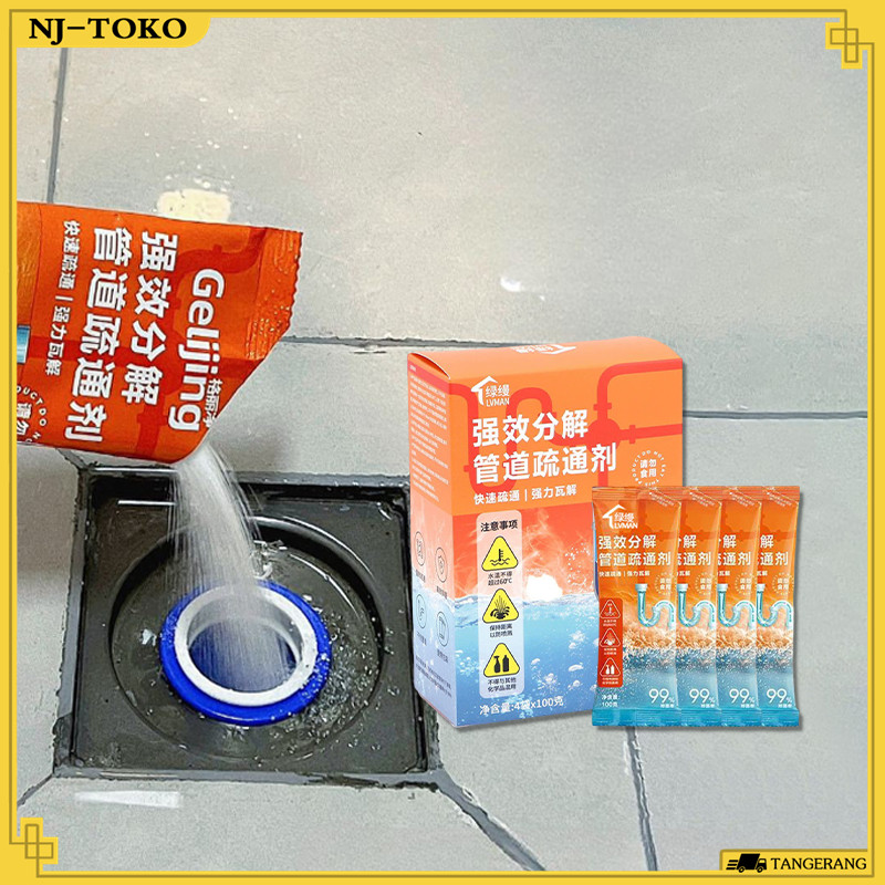 100Gx4 Kantong Pembersih Wc Mampet Deodorization Pembersih Saluran Mampet Pipa Mild Formula