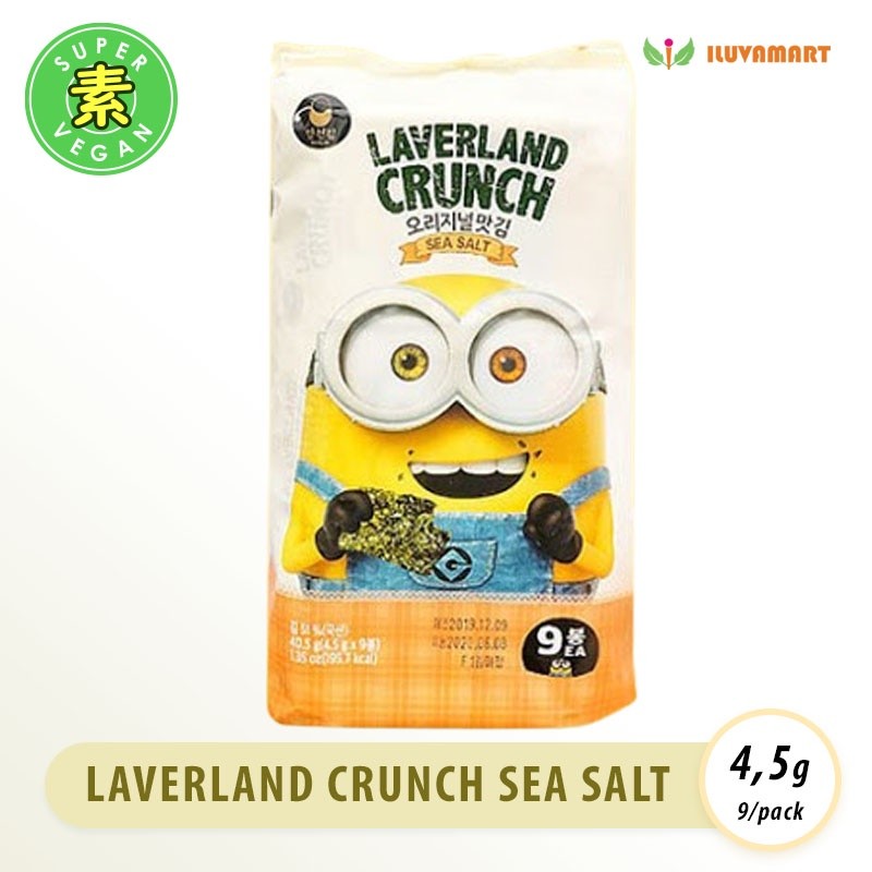 

Manjun Laverland Crunch Sea Salt 4.5gx9 Korean Seaweed Nori Rasa Asin Paket Keluarga + Sunflower
