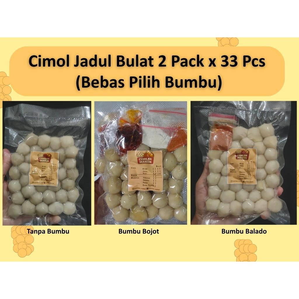 

Cimol Jadul Bulat Frozen 2 Pack x 33 pcs free Bumbu Cemilan Maken Food
