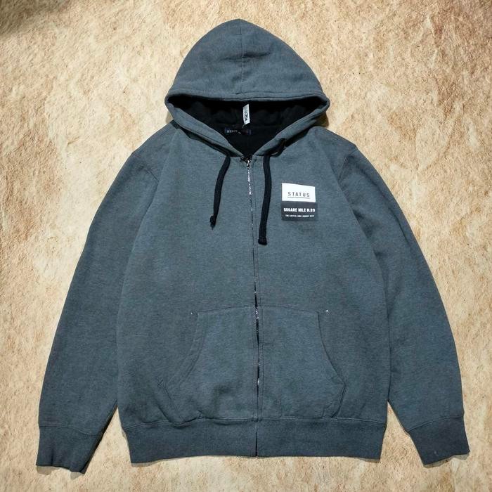 jaket zipper hoodie abu abu HENUS EDWIN daleman polar hangat murah bagus size XL