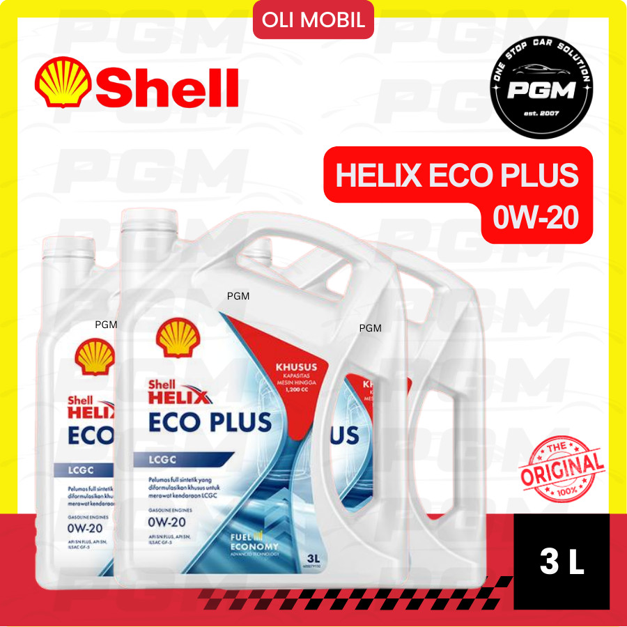 Oli Mobil  LCGC Shell Helix Eco Plus 0W20 3L (Dijamin Ori 100%)