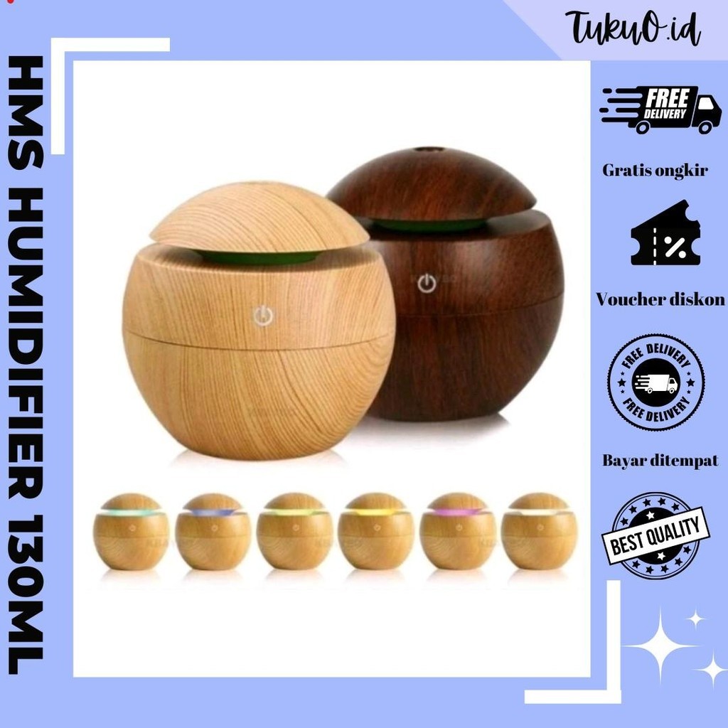 Taffware Humidifier Air Aromatherapy Design Kayu Hms Diffuser Pengharum Ruangan Led Usb 130ml