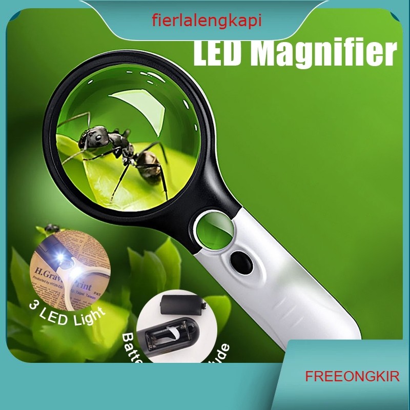 

Kaca Pembesar LED 2in1 Pembesar 3 LED Membaca Magnifying Glass Dengan Lampu