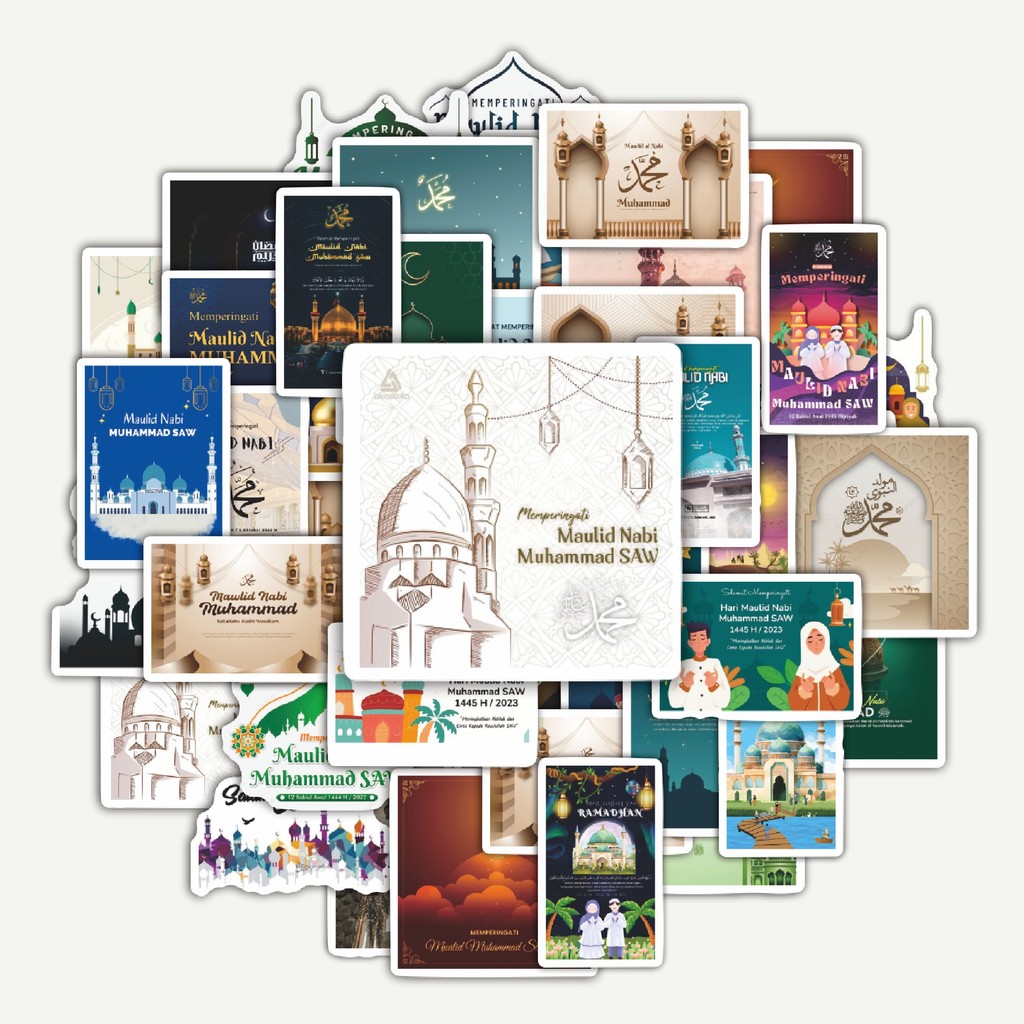 Sticker Pack Stiker Tema Maulid Nabi | Sticker TUMBLR | Stiker LAPTOP KOPER HELM