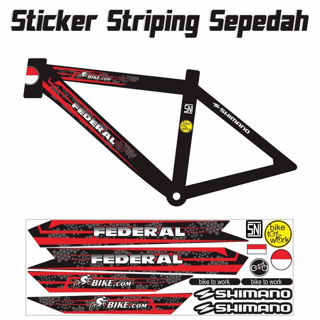 STRIPING STICKER SEPEDAH VARIASI FEDERAL MOTIF NEW SIMPLE STIKER SEPEDAH