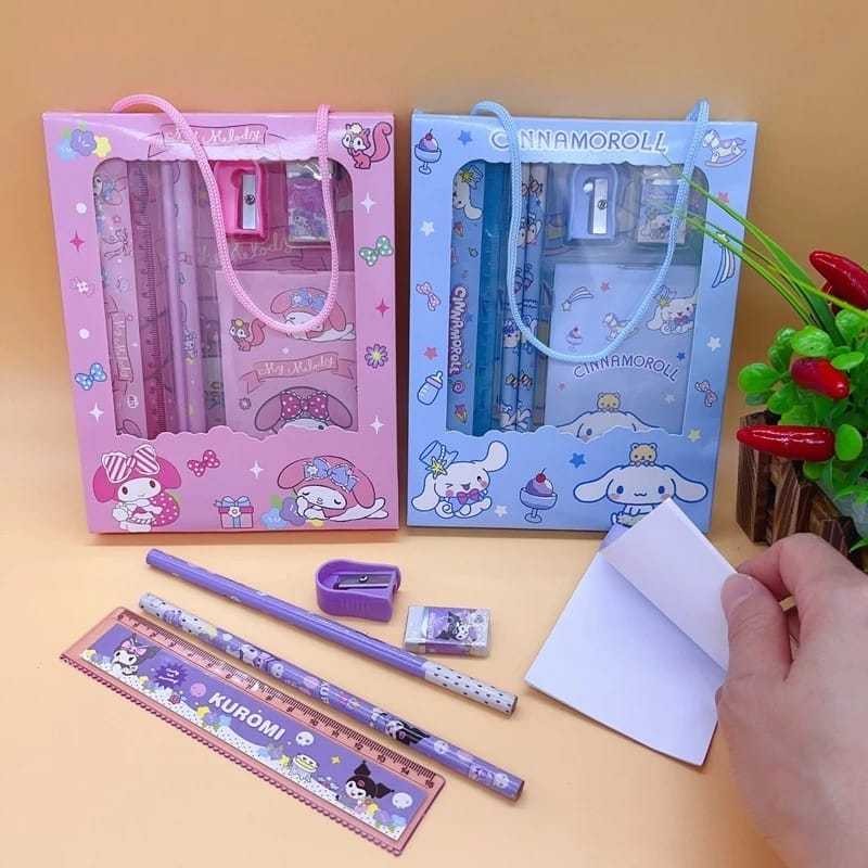

[ HDR ] - READY Gift Set Perlengkapan Tulis Anak Sekolah 6 in 1 & 7 in1/ Set Alat Tulis Anak Karakter Melody Cinamarol Kuromi Qz-9
