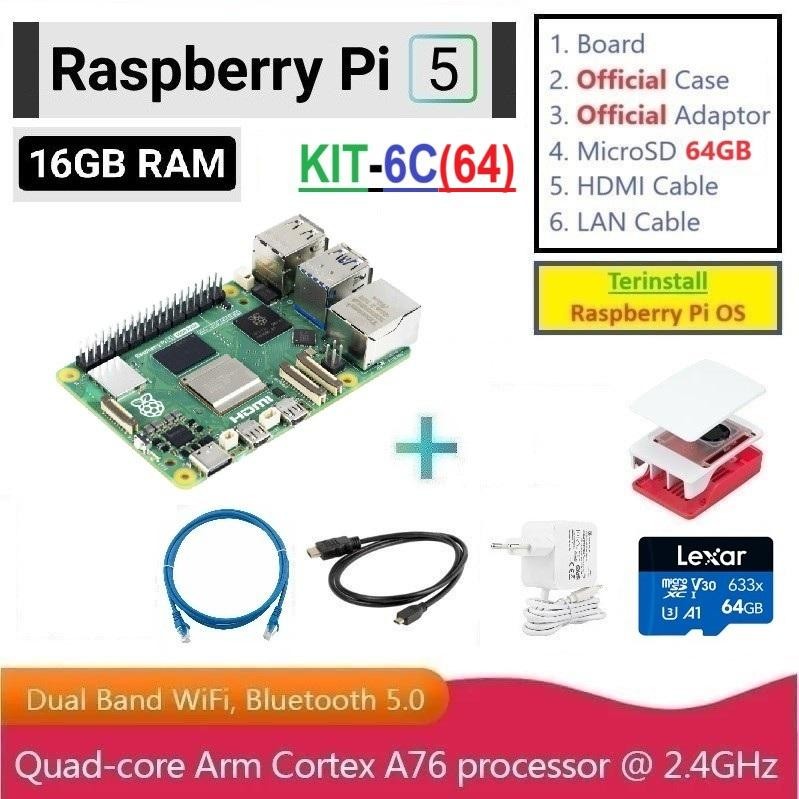 KIT-6C(64) : Raspberry Pi 5 (16GB RAM) - Complete SET