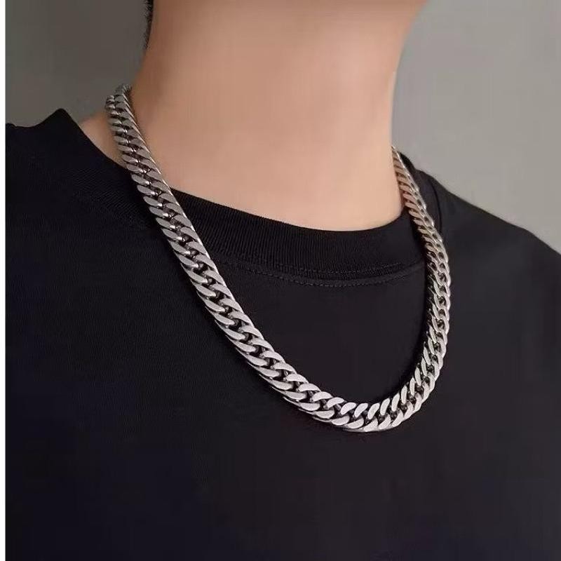 (BISA COD) KALUNG TITANIUM SILVER RANTAI JUMBO (BESAR) PRIA DAN WANITA MODEL PUNK
