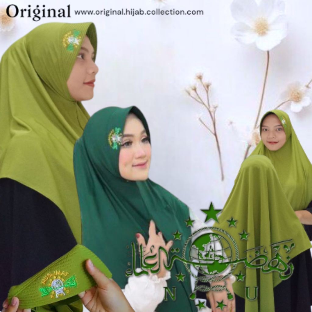hijab muslimat NU pet bordir permanen kerudung seragam instan atasan muslimat