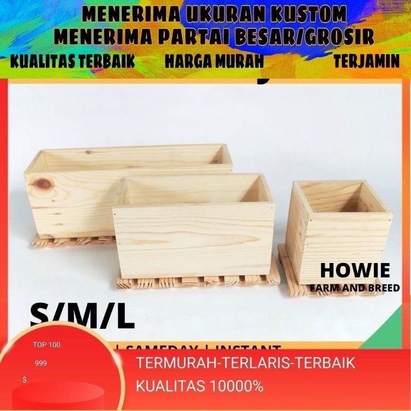 Kotak Kayu Alas Tatakan Kayu Pot Panjang Kaktus Sukulen / Wood