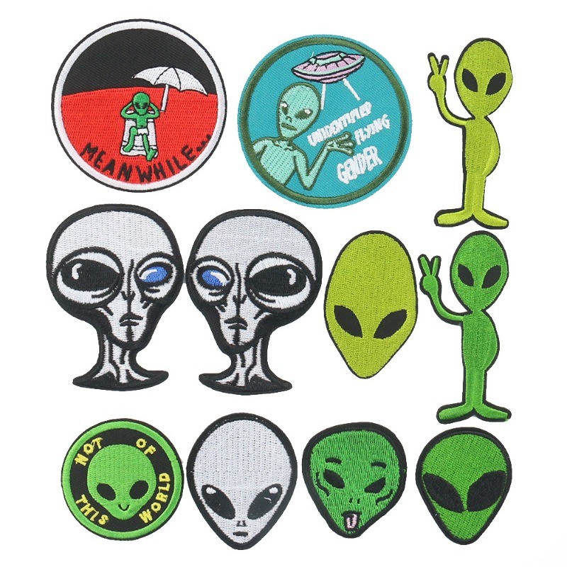 

Computer Embroidery Zhang Zai Cartoon Alien Cloth Sticker Adhesive DIY Holes Children's Clothing Accessories Embroidery Supplies