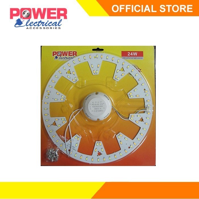 Power Electrical - LED Module 24+24W 3 Mode Warna Downlight Panel Bulat Aluminium Driver Set Lampu P