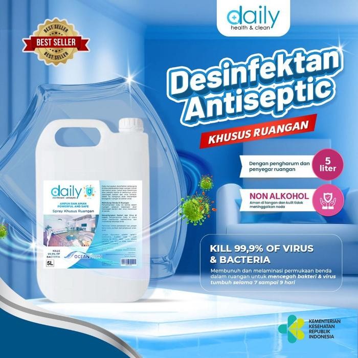 DAILY DESINFEKTAN ANTISEPTIC SPRAY 5 LITER KHUSUS UNTUK RUANGAN REFFIL