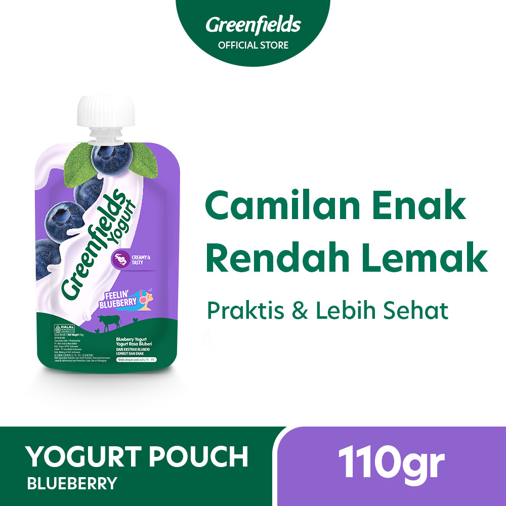 

Greenfields Yogurt Pouch Blueberry 110gr - Fresh Yogurt for Daily Healthy Snack