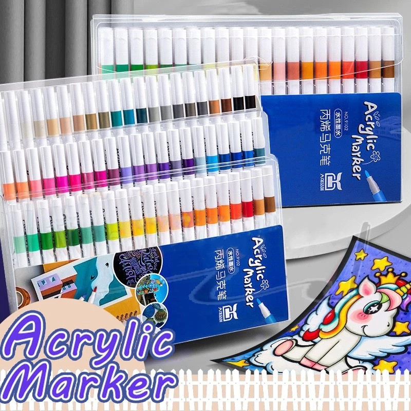 

24/36/48/60/80 Colors Pen Akrilik Marker Warna Cepat Kering Tahan Air / Spidol Acrylic Painter / Menggambar Kreativitas Seni Edukasi Anak Acrylic Marker Set Spidol Akrilik DIY Painting Spidol Pastel Pulpen Highlight Drawing Warna