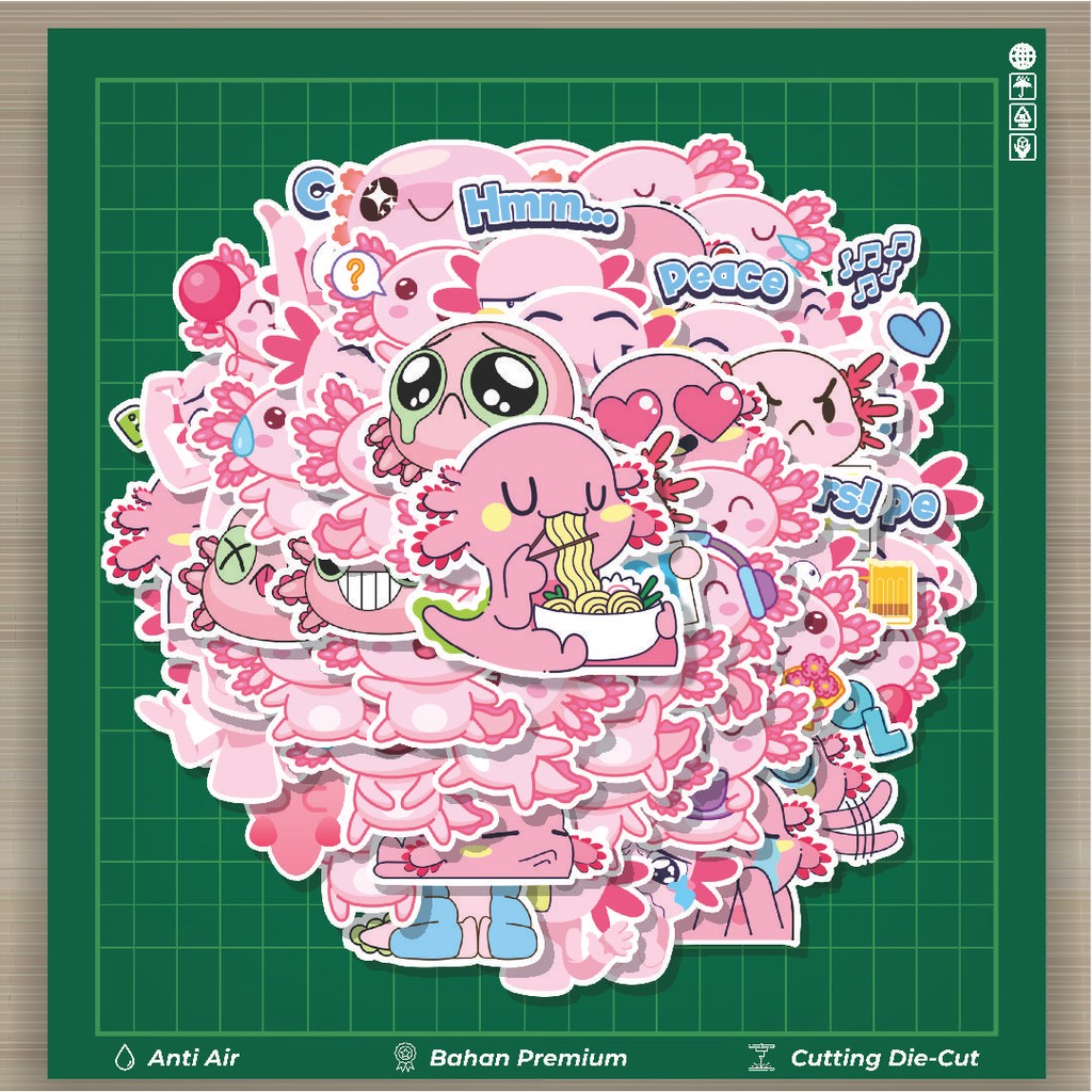 

HOT 50 PCS STIKER Stiker Hewan Axolotl Stiker Fashion Cars Decal Dingin Kartu Album Custom Vinyl Anti Air- Sticker Aesthetic Buku Journal Koper Casing HP Tablet Laptop Helm Motor Botol Minum