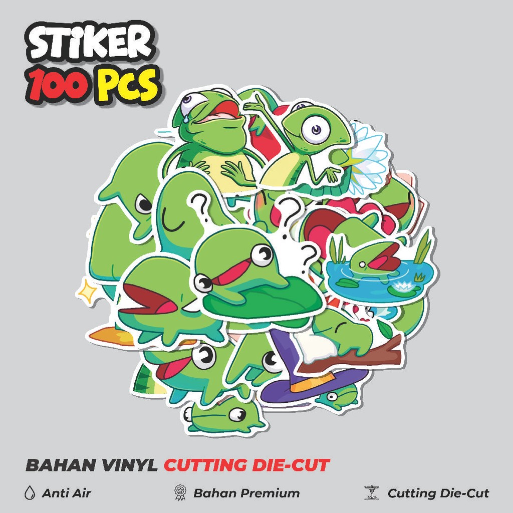

Terbaru! 50 pcs Stiker Animal Frog [Hewan Katak] Dekorasi Lucu Kreatif untuk Notebook, Skateboard, HP