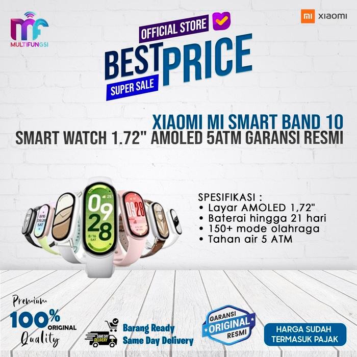 Xiaomi Smart Band 10 | Smart Watch 1.72" Mi Band Amoled Garansi Resmi Jam Bluetooth Smartwatch - Mid
