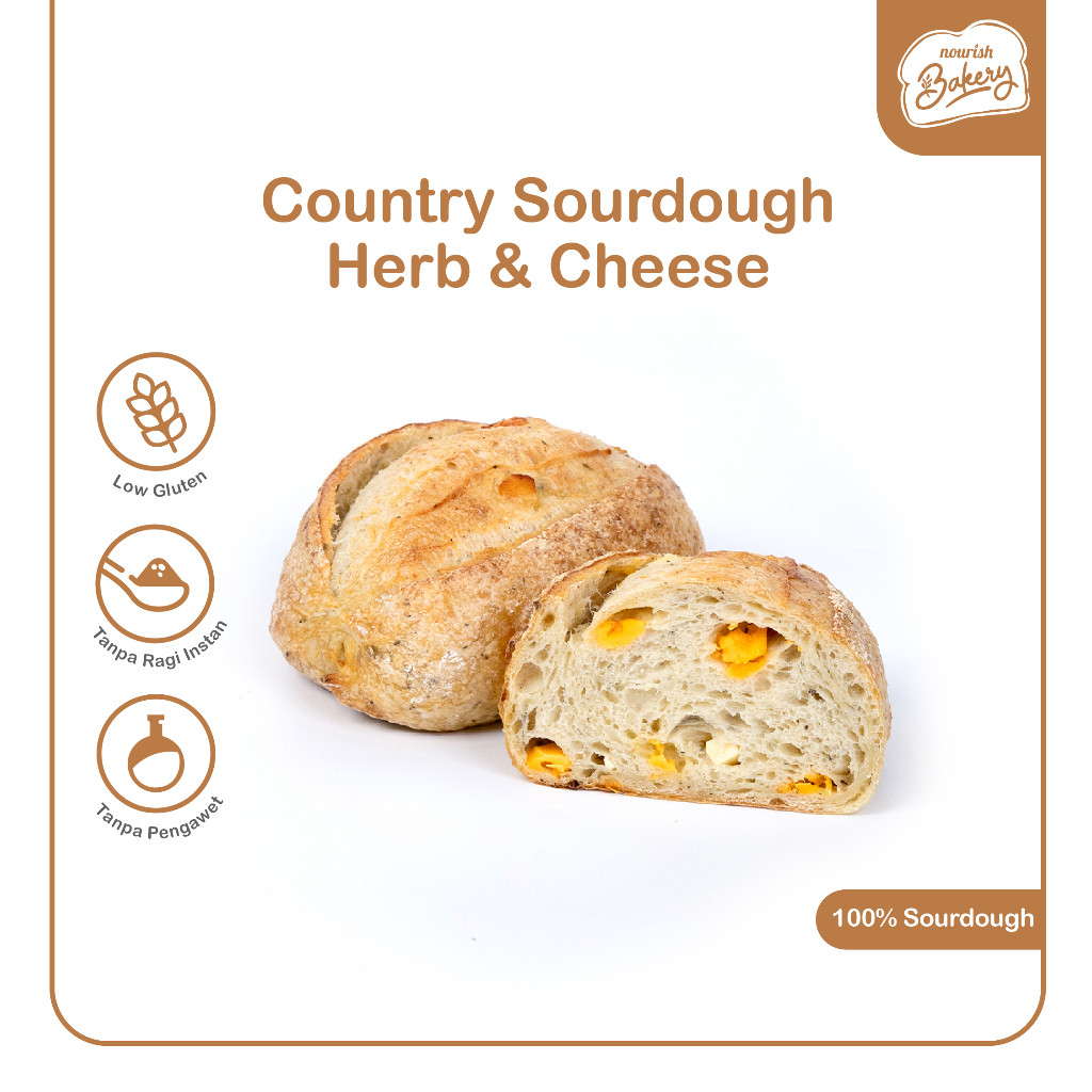 

Country Herbs & Cheese - 100% Sourdough Country Bread Long Fermentation 600gr - SLICE