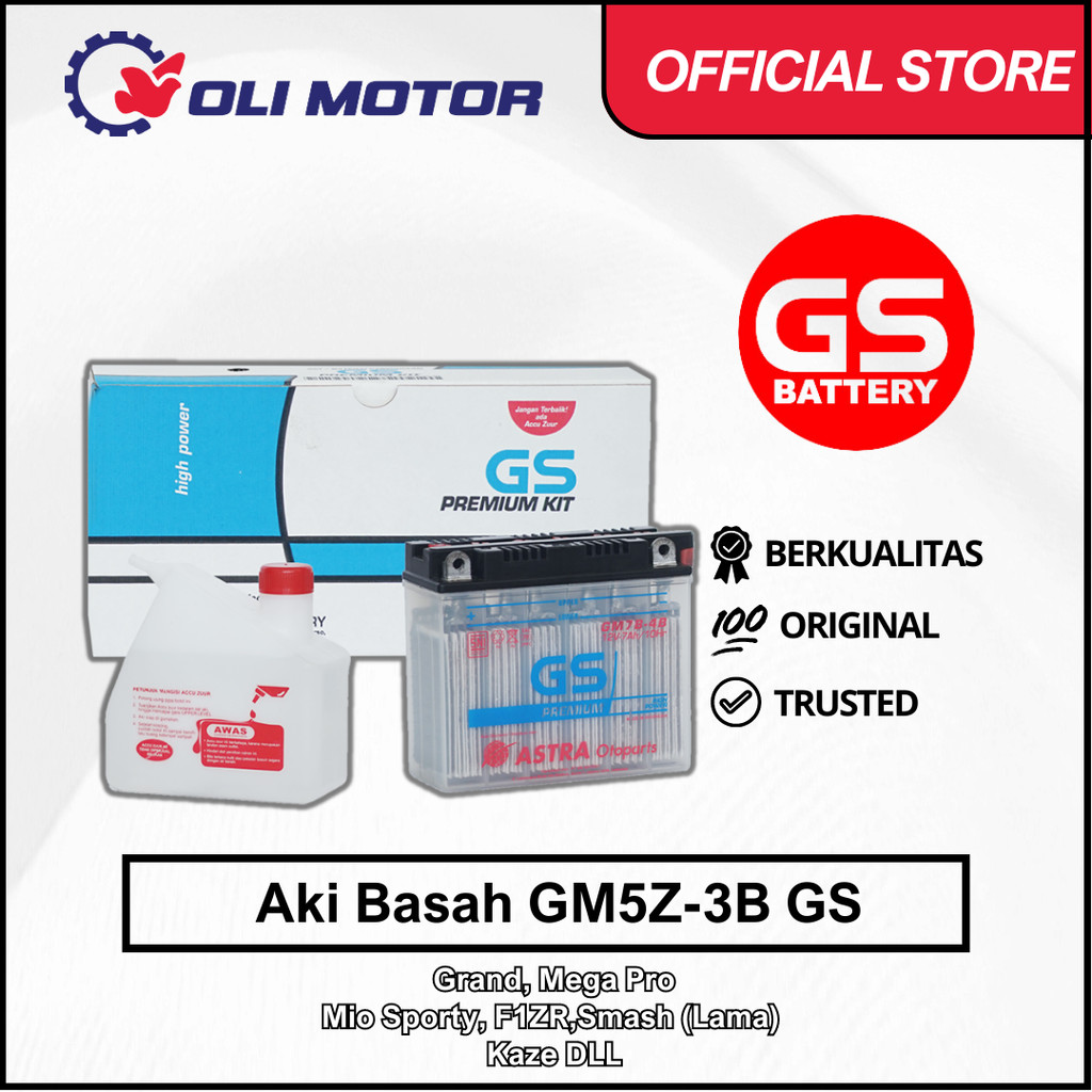 Aki Basah GS GM5Z-3B 12V 5Ah Mio Sporty Smile Supra Jupiter Vega GS