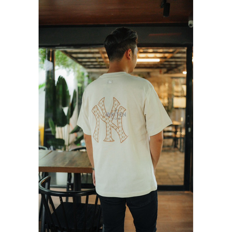 MLB Korea NY Yankees Classic Monogram Big Lux Tee Cream Original