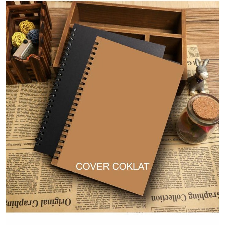 

♡START ˎˊ˗-[KYMALL] Accessories Promo SKETCHBOOK HITAM A4 / NOTEBOOK POLOS / WATERCOLOR BLACK / NOTE BOOK - COVER COKLAT