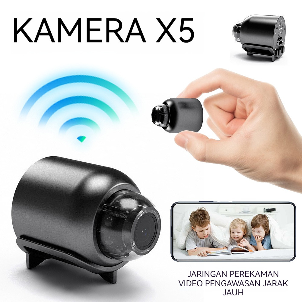 X5 Kamera Mini Portable 1080P Kamera Tersembunyi Super Mini CCTV Nirkabel 140 Derajat Sudut Lebar WI