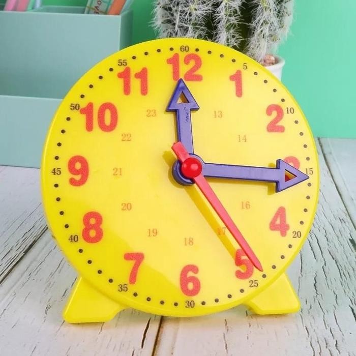 Mainan Edukasi Montessori Gear Clock Jam Plastik Kuning Mini